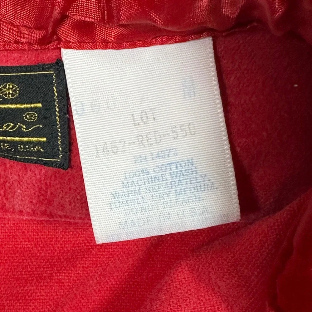 Vintage 80s Eddie Bauer Men Red Chamois Cloth Shirt Medium Long Sleeve Button Up